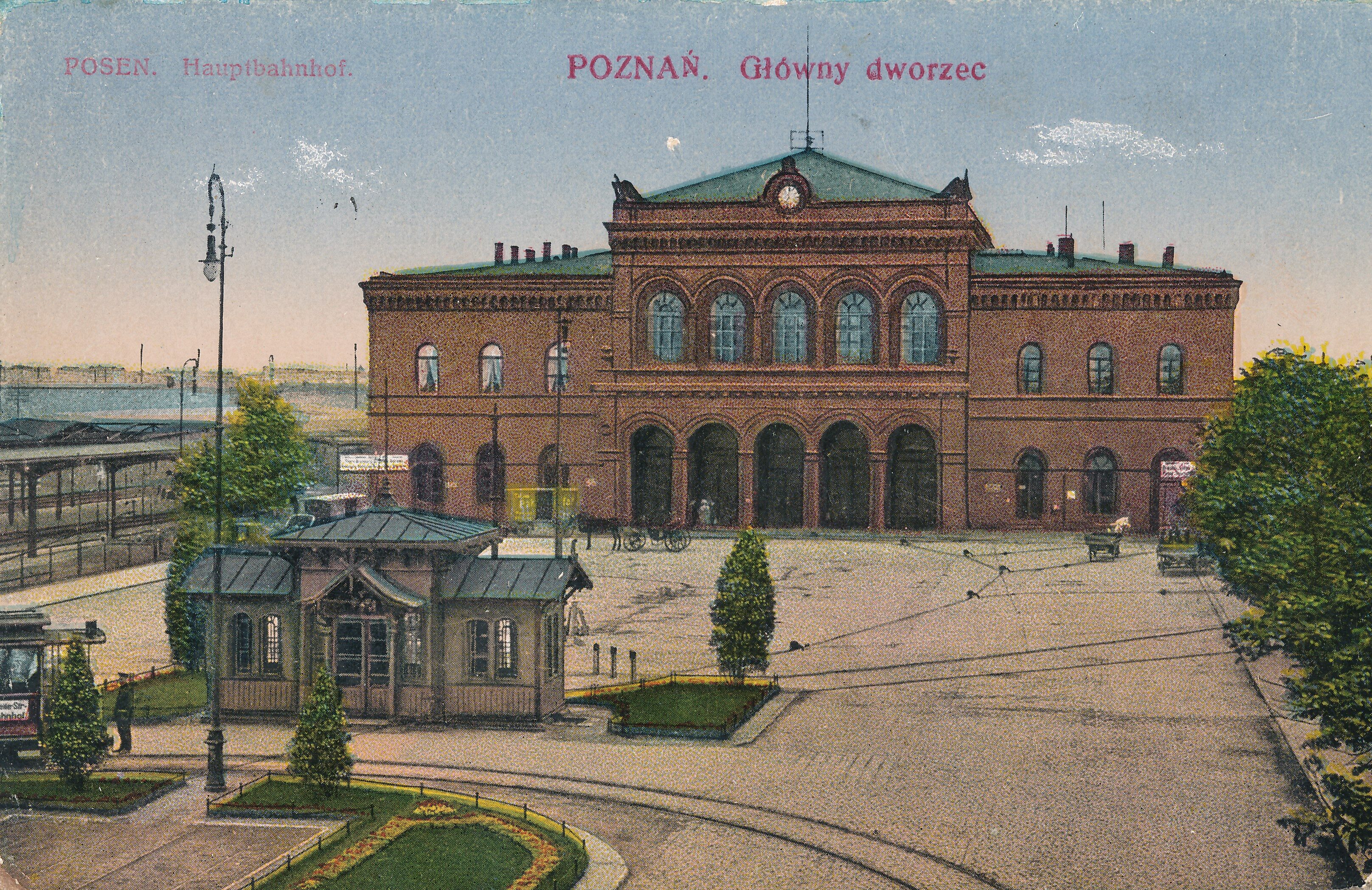 Pocztówka z Poznania. Główny dworzec, ok. 1915. Fot. ze zbiorów Wielkopolskiego Muzeum Niepodległości.