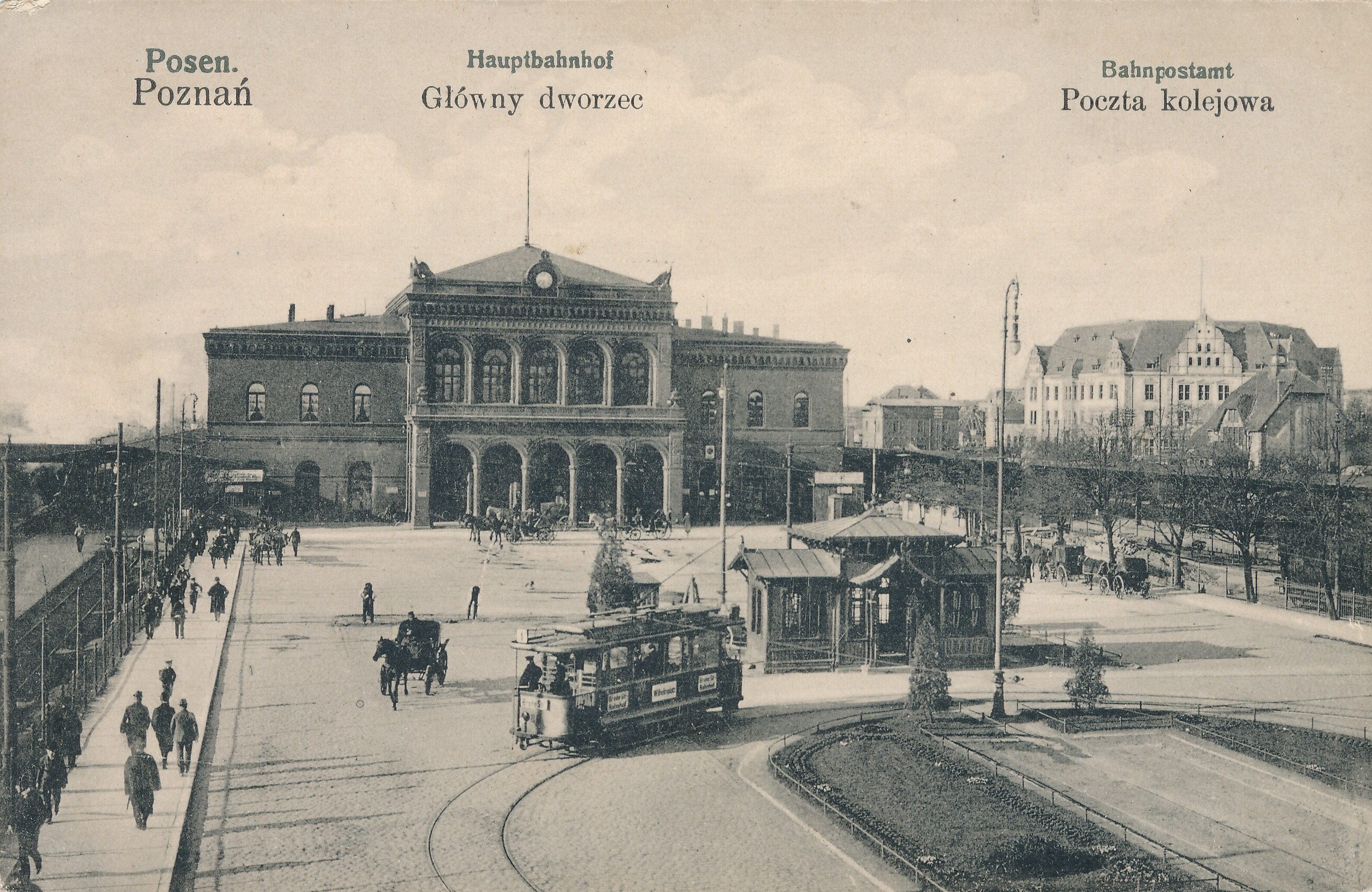 Pocztówka Dworzec Główny w Poznaniu, ok. 1915. Fot. ze zbiorów Wielkopolskiego Muzeum Niepodległości.