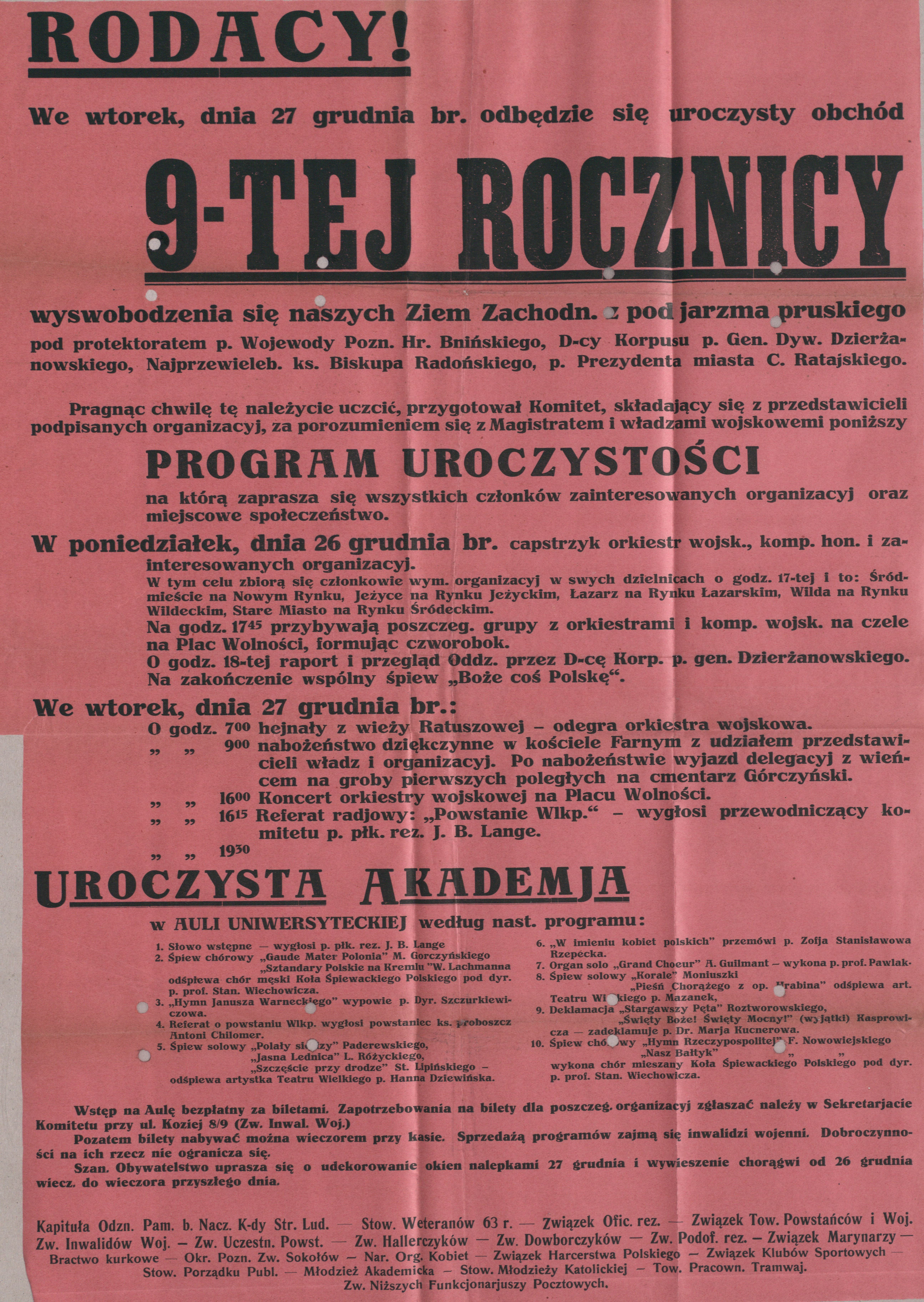 Plakat rocznicowy, dominuje kolor różowy